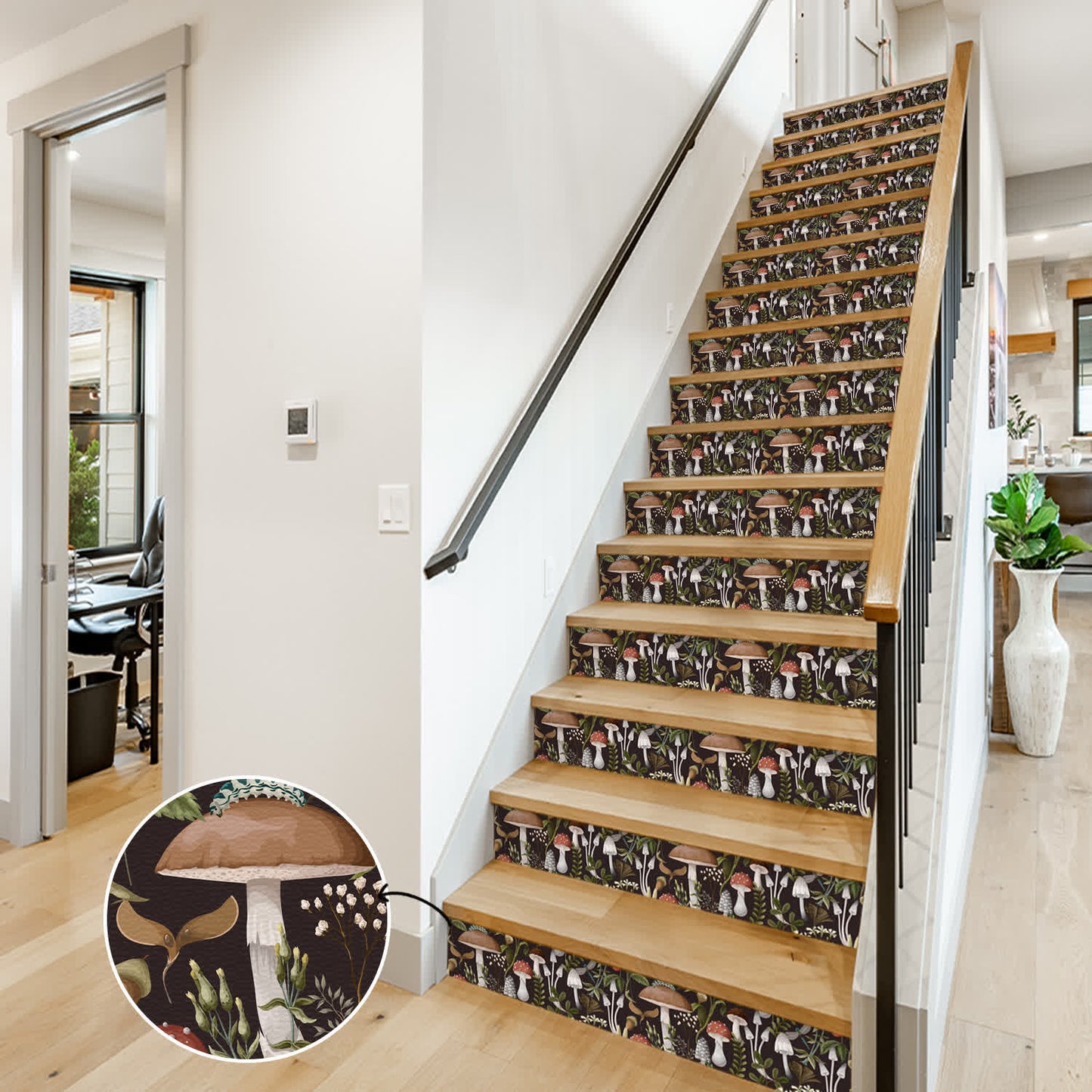 Autocollants décoratifs amovibles en forme de champignon pour escaliers
