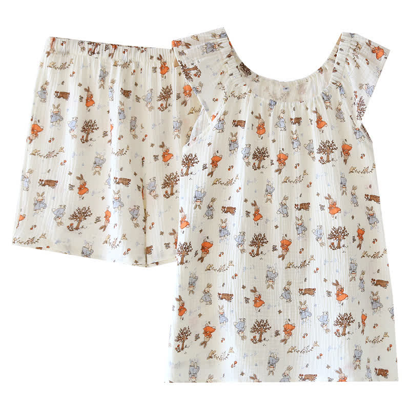 Ensemble de vêtements d'intérieur avec débardeur en coton à imprimé lapin