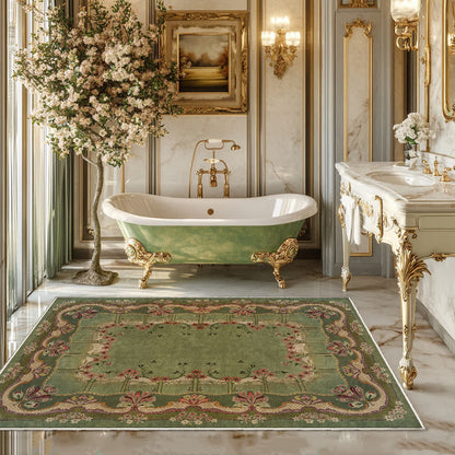 Tapis antidérapant au style floral vintage pour l'intérieur et l'extérieur