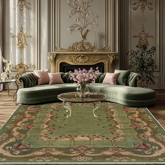 Tapis antidérapant au style floral vintage pour l'intérieur et l'extérieur
