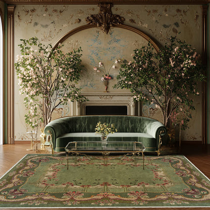 Tapis antidérapant au style floral vintage pour l'intérieur et l'extérieur