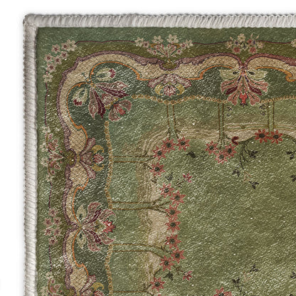 Tapis antidérapant au style floral vintage pour l'intérieur et l'extérieur