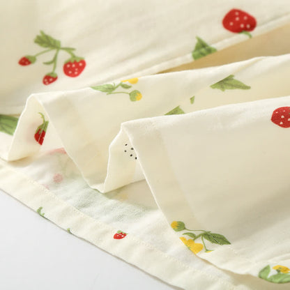 Ensemble pyjama en gaze de coton à imprimé fraise