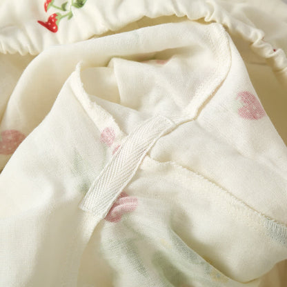 Ensemble pyjama en gaze de coton à imprimé fraise