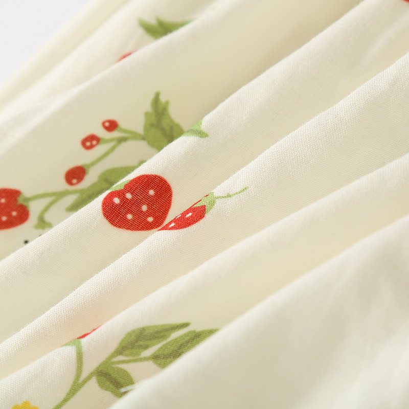Ensemble pyjama en gaze de coton à imprimé fraise