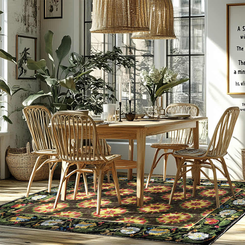 Tapis hydrofuge, lavable et antidérapant à motif floral