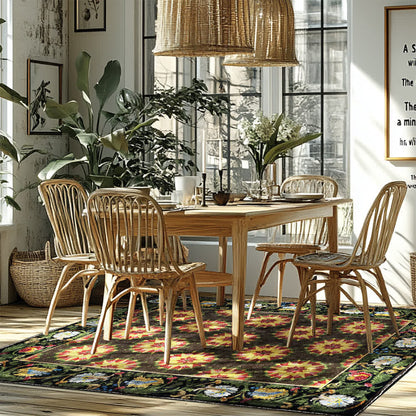 Tapis hydrofuge, lavable et antidérapant à motif floral