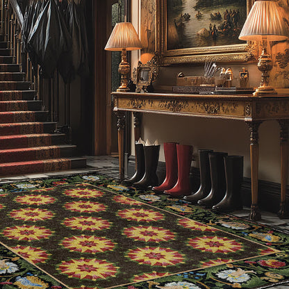 Tapis hydrofuge, lavable et antidérapant à motif floral