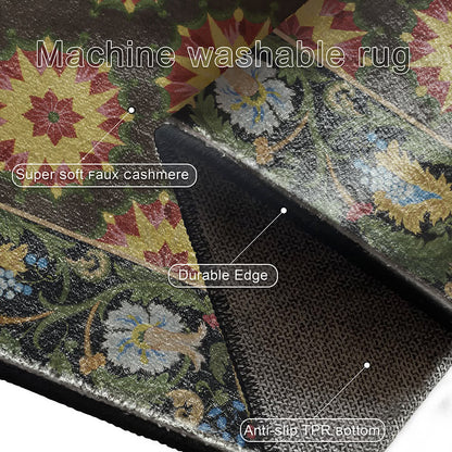 Tapis hydrofuge, lavable et antidérapant à motif floral