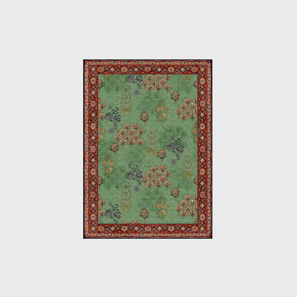 Tapis antidérapant lavable à motif floral vintage