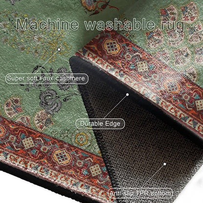 Tapis antidérapant lavable à motif floral vintage