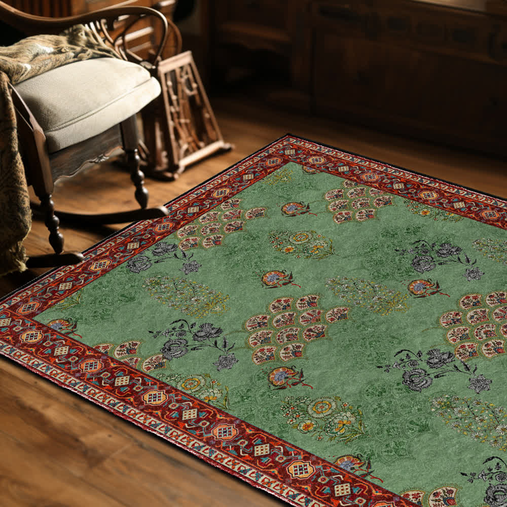 Tapis antidérapant lavable à motif floral vintage
