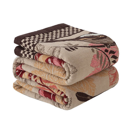 Couette quatre couches en coton jacquard « Rural Bird »