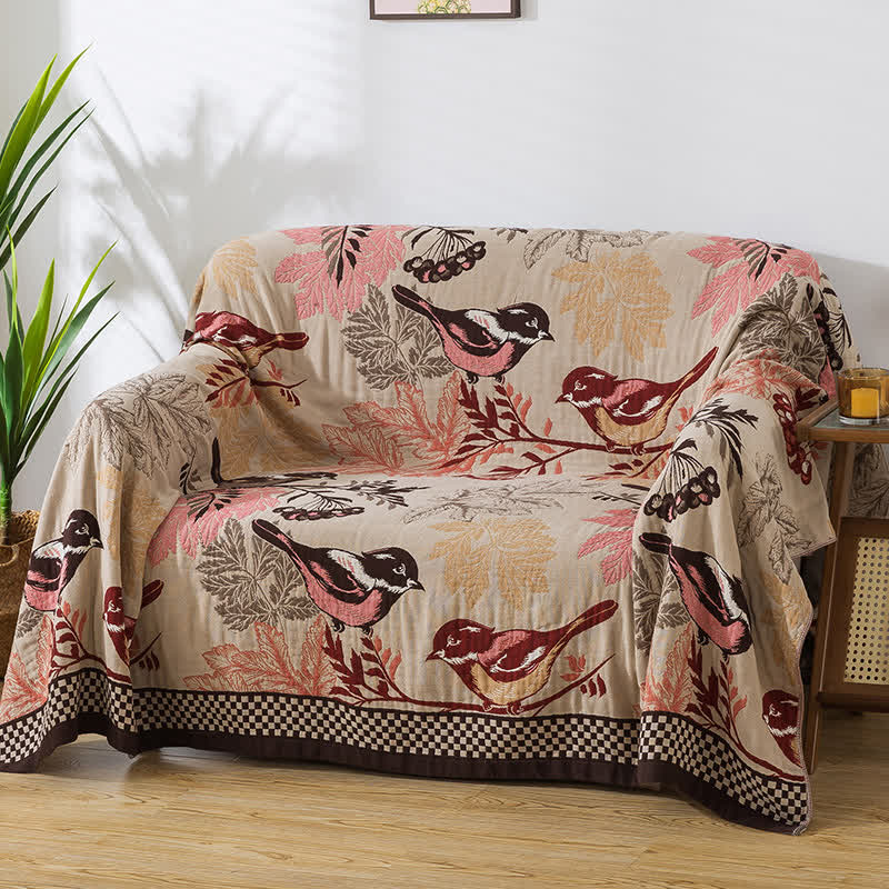 Couette quatre couches en coton jacquard « Rural Bird »