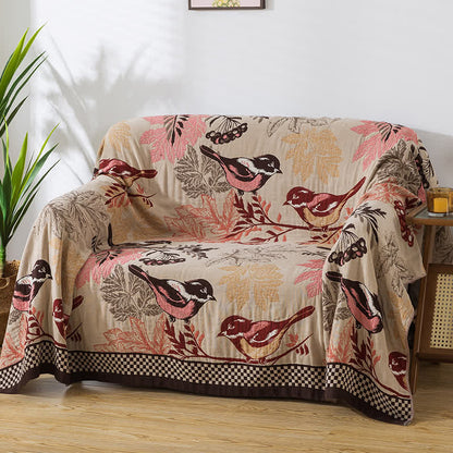 Couette quatre couches en coton jacquard « Rural Bird »
