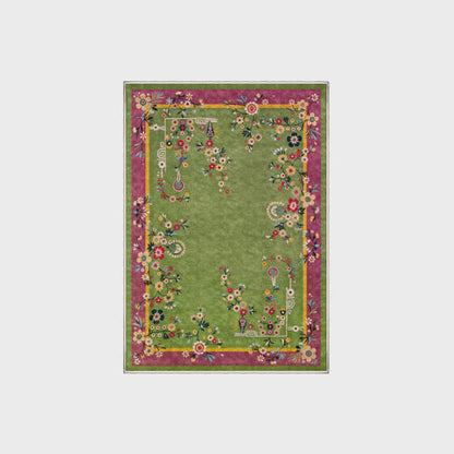 Tapis antidérapant durable avec motif floral vintage
