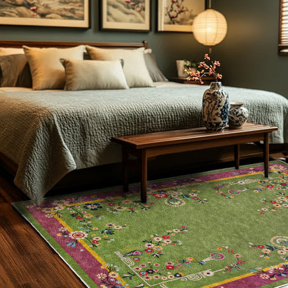 Tapis antidérapant durable avec motif floral vintage