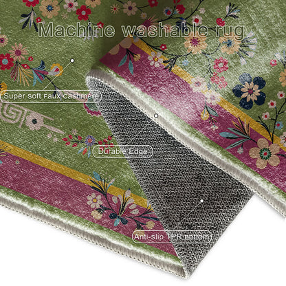 Tapis antidérapant durable avec motif floral vintage