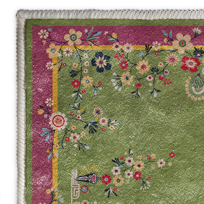 Tapis antidérapant durable avec motif floral vintage
