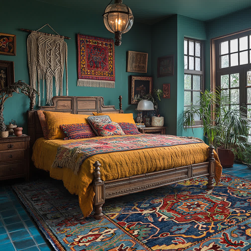 Tapis antidérapant exotique et durable de style vintage