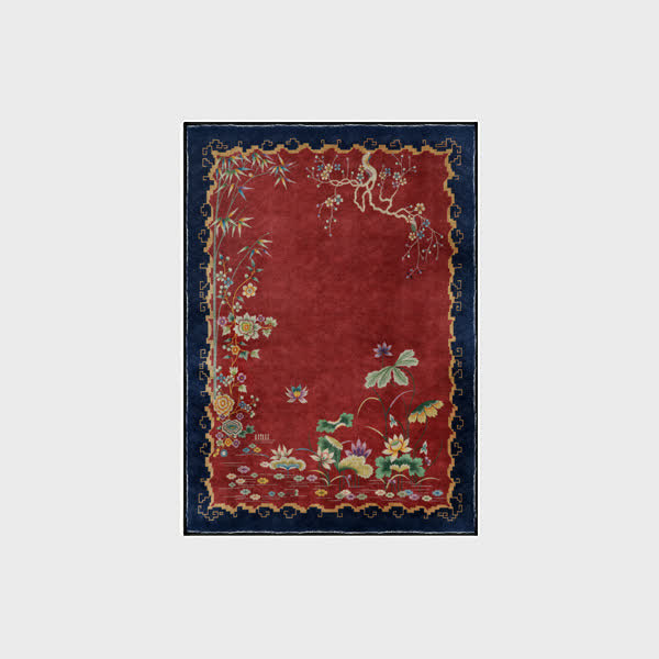 Tapis antidérapant lavable et durable de style lotus vintage