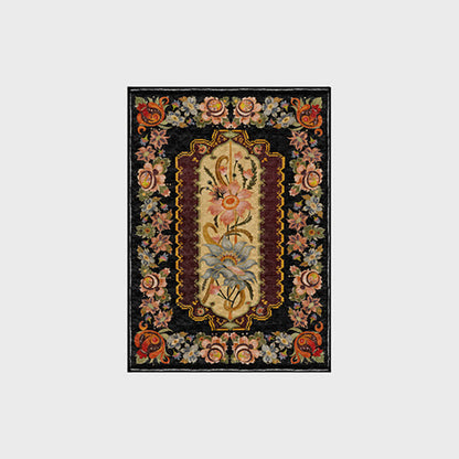 Tapis antidérapant lavable et durable de style vintage avec motif floral