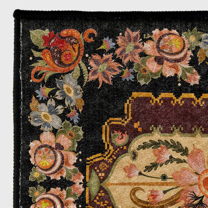 Tapis antidérapant lavable et durable de style vintage avec motif floral