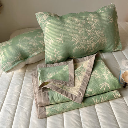 Couette réversible en gaze de coton imprimé bambou