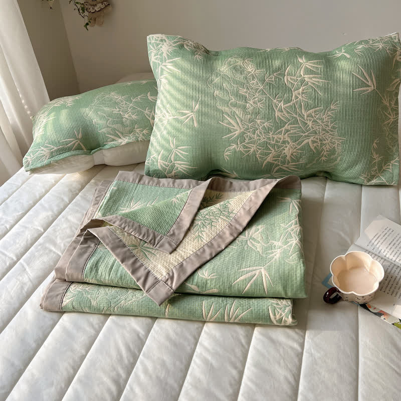 Couette réversible en gaze de coton imprimé bambou