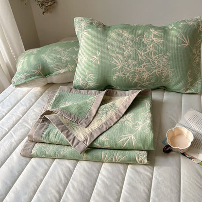 Couette réversible en gaze de coton imprimé bambou