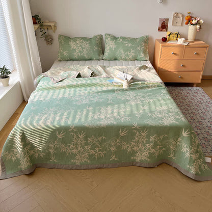 Couette réversible en gaze de coton imprimé bambou