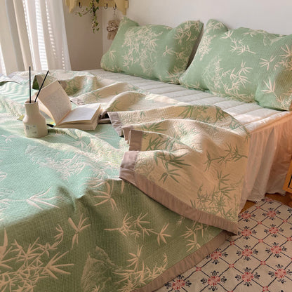 Couette réversible en gaze de coton imprimé bambou