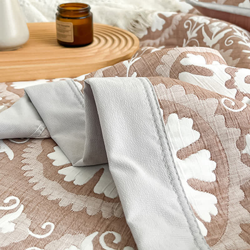 Couvre-lit jacquard à motif géométrique
