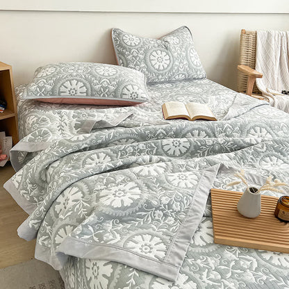 Couvre-lit jacquard à motif géométrique