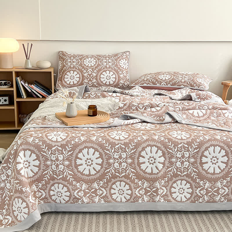 Couvre-lit jacquard à motif géométrique