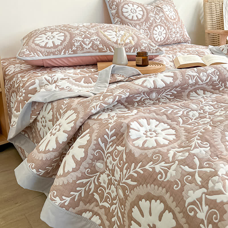 Couvre-lit jacquard à motif géométrique