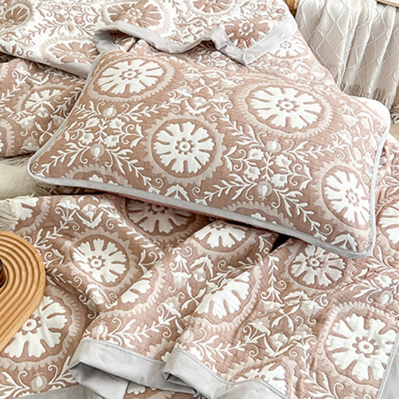 Couvre-lit jacquard à motif géométrique