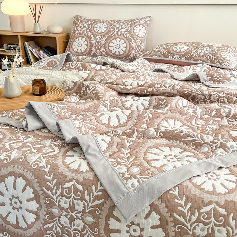 Couvre-lit jacquard à motif géométrique