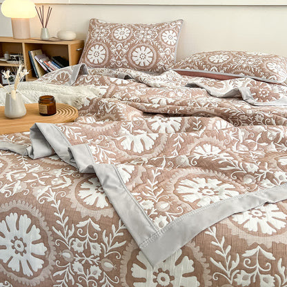 Couvre-lit jacquard à motif géométrique