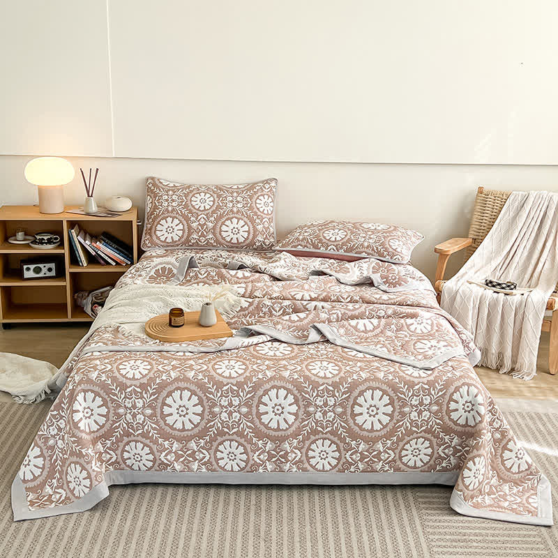 Couvre-lit jacquard à motif géométrique