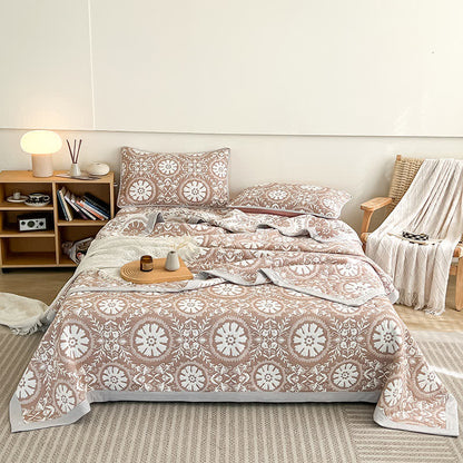 Couvre-lit jacquard à motif géométrique