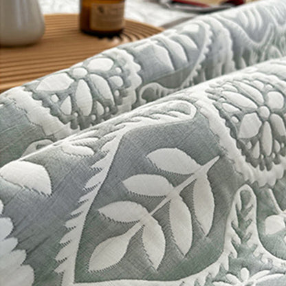Couvre-lit jacquard à motif de feuilles géométriques