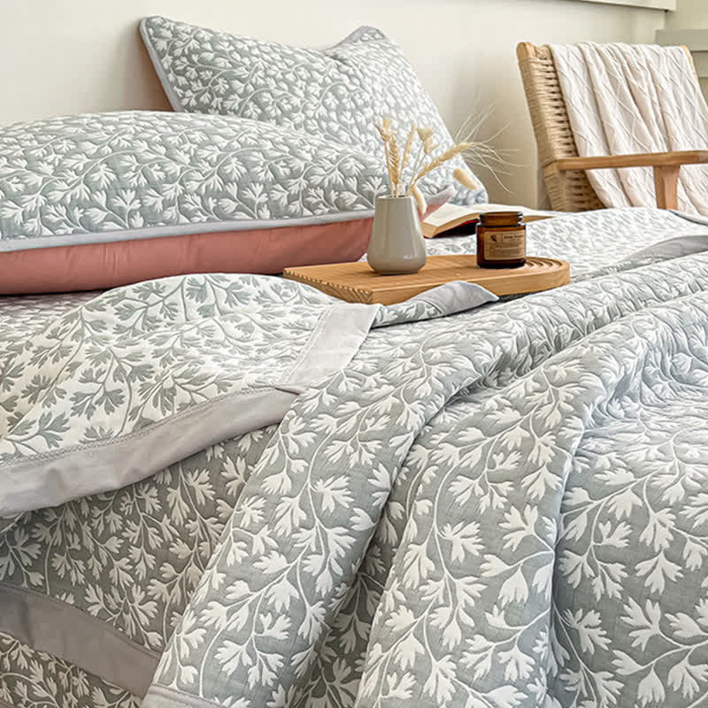 Couvre-lit jacquard à motif floral frais