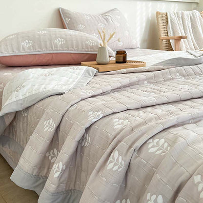 Couvre-lit jacquard doux à motif de feuilles
