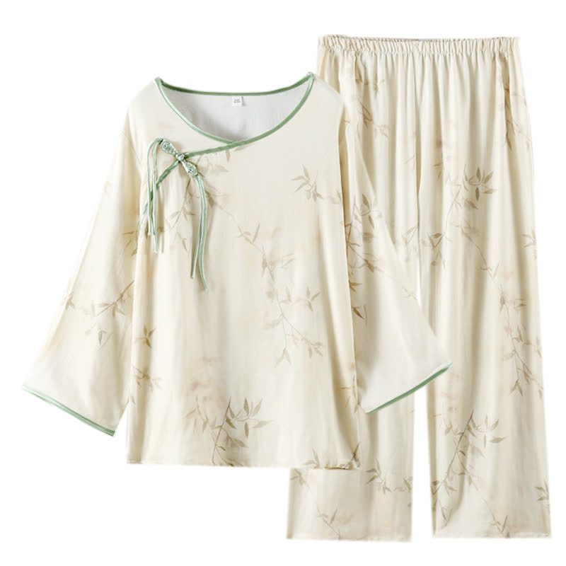 Ensemble pyjama en fibre de bambou avec imprimé bambou vintage