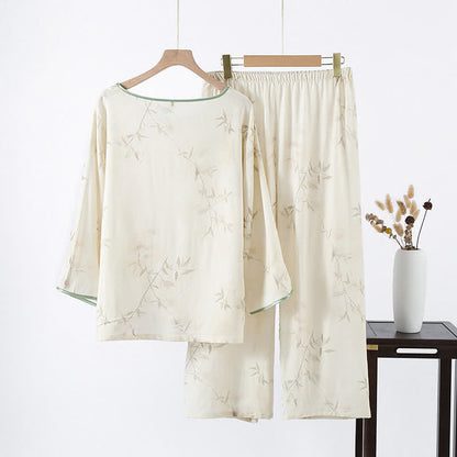 Ensemble pyjama en fibre de bambou avec imprimé bambou vintage