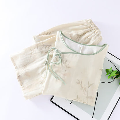 Ensemble pyjama en fibre de bambou avec imprimé bambou vintage