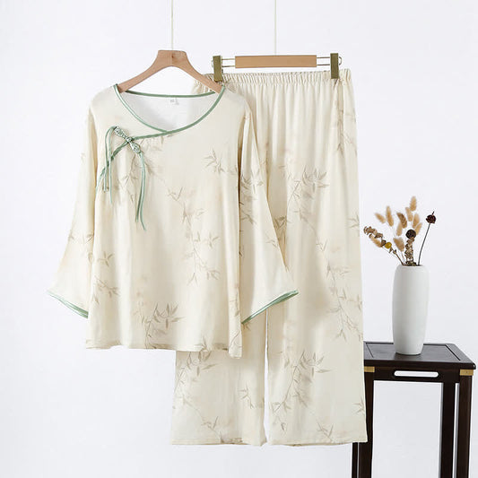 Ensemble pyjama en fibre de bambou avec imprimé bambou vintage