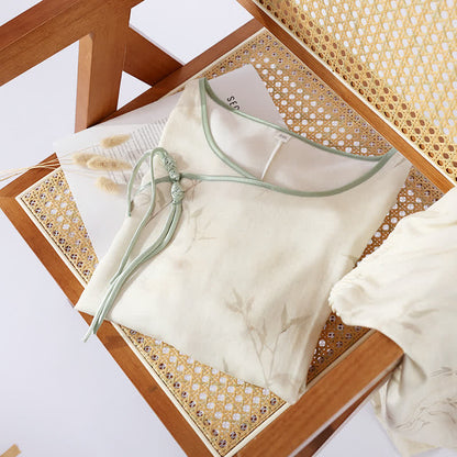 Ensemble pyjama en fibre de bambou avec imprimé bambou vintage