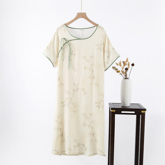 Chemise de nuit en fibre de bambou à imprimé bambou vintage